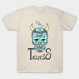 Taurus Zodiac Dia De Los Muertos Style T-Shirt